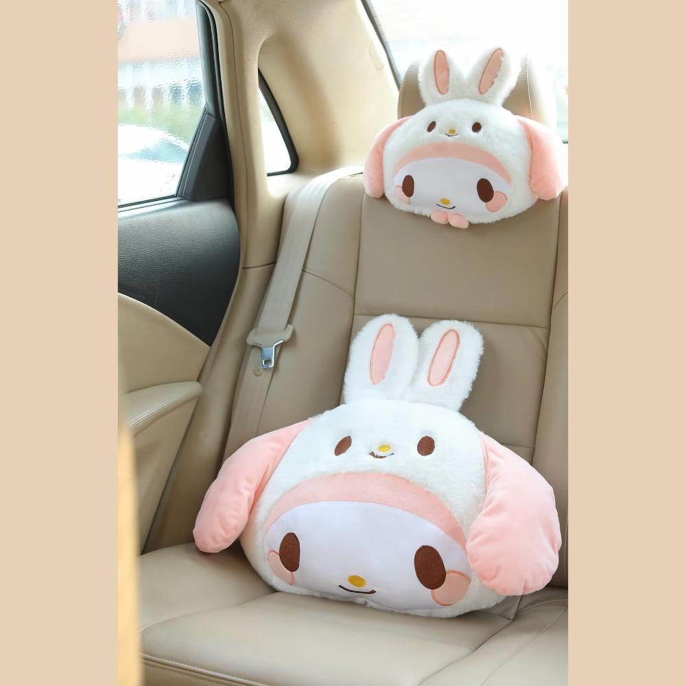 Forbetter Kuromi Plush รถหมอน, Kuromi สบาย Kuromi เบาะรถ,ยัดไส้โยนหมอน Kawaii อะนิเมะนุ่ม Melody รถ Headrest เบาะหลังเก้าอี้รถ