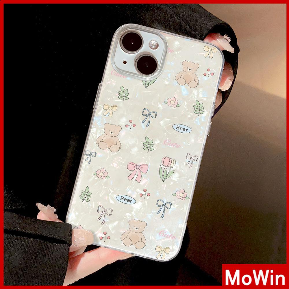 Mowin - เข้ากันได้สำหรับ 15 เคสไอโฟน11 เคส iphone 11 กรณี CLEAR กรณีเปลือกรูปแบบกระดาษแข็ง TPU กันกระแทกนุ่มกรณีหมีโบว์ดอกไม้เข้ากันได้กับ 14 PRO MAX 13 12 XR XS 7Plus 8 PLUS