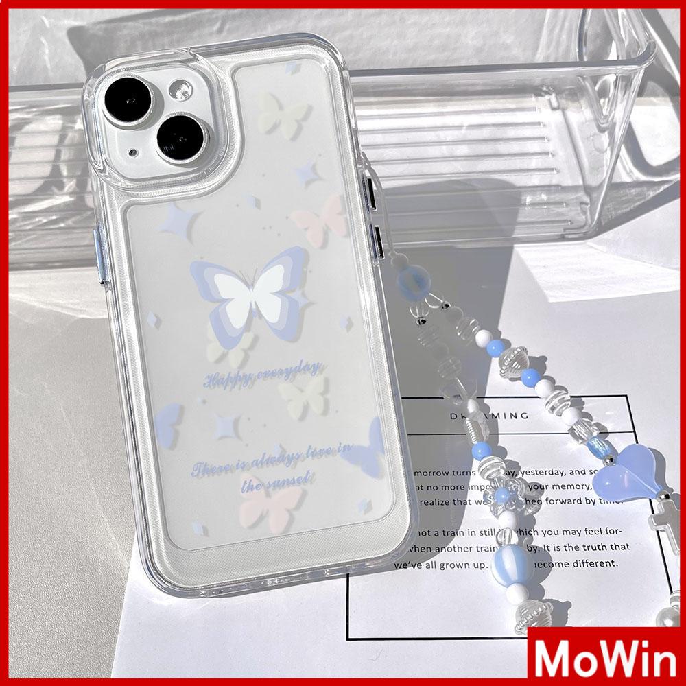 Mowin - เข้ากันได้สำหรับ 15 เคสไอโฟน11 เคส iphone 11 เคส iPhone เคสใสเคส TPU โปร่งใสปุ่ม Electroplated เรียบง่ายผีเสื้อสีฟ้าเข้ากันได้กับ 14 13 12 PRO MAX XR XS 7 8 PLUS