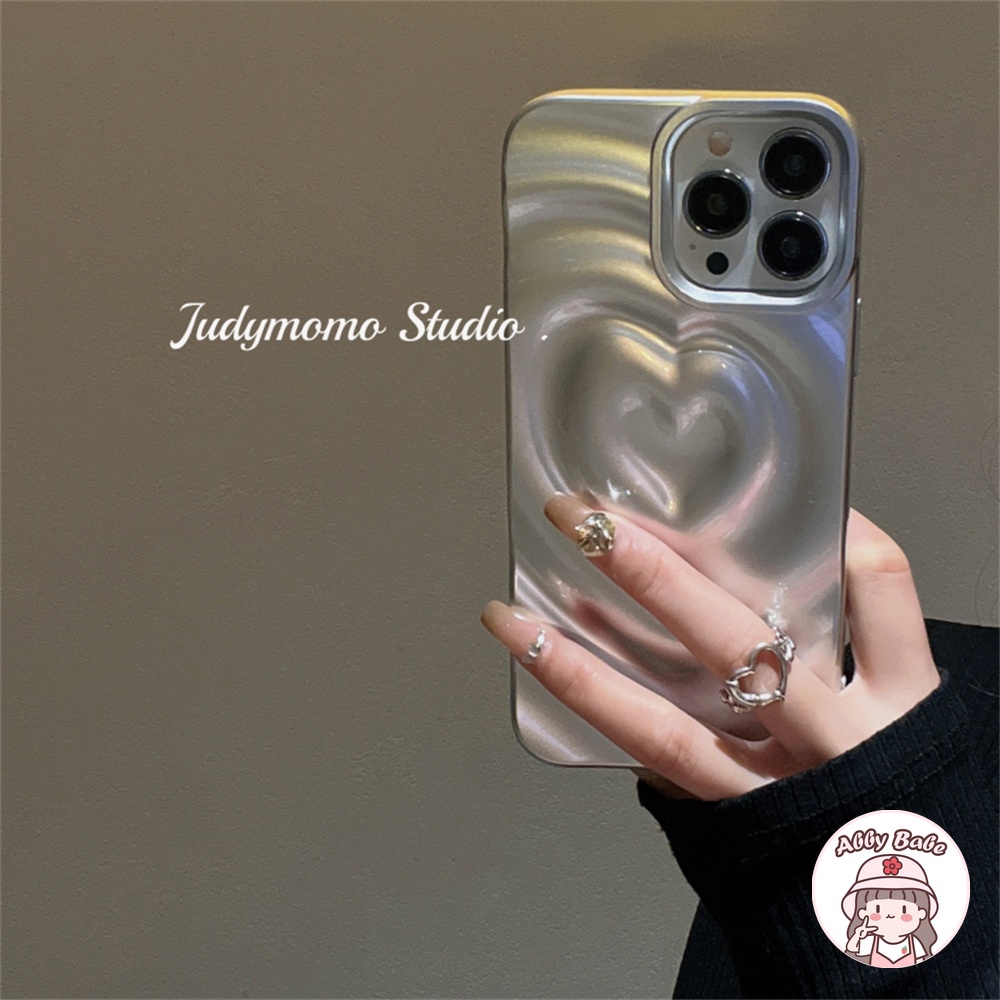 เคสโทรศัพท์มือถือ TPU นิ่ม ปิดด้านหลัง ป้องกันเลนส์กล้อง ลายหัวใจ 3D หรูหรา แวววาว สีเงิน สําหรับ IPhone 15 Pro 14 13 12 11 Pro Max X XS