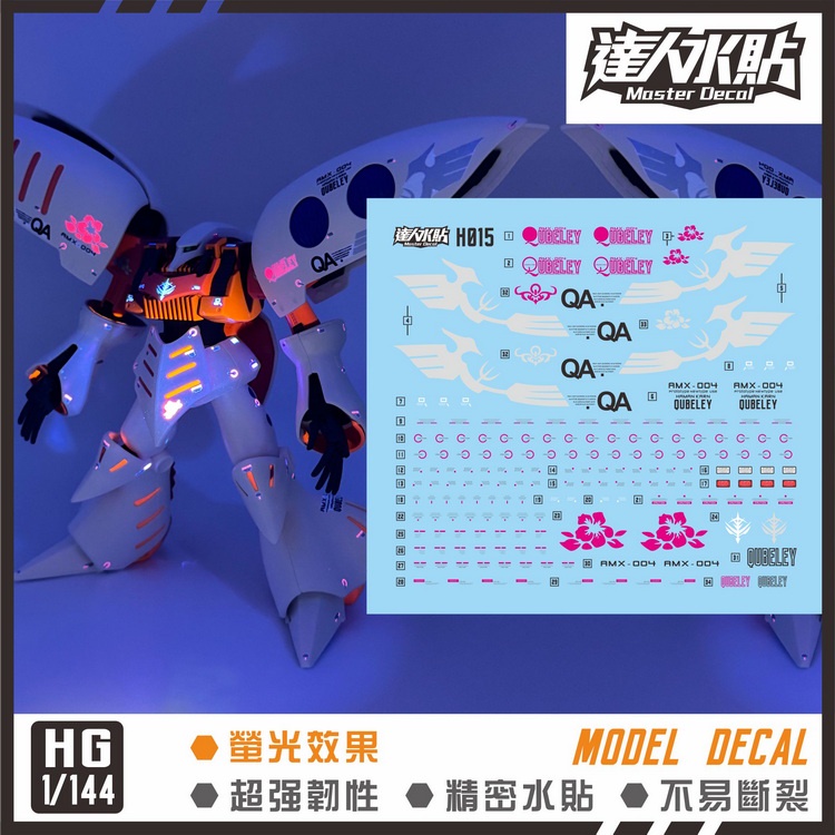DL Dalin MASTER H015 HGUC Qubeley 1/144 Water Slide Decal Fluo Type Not Sticker