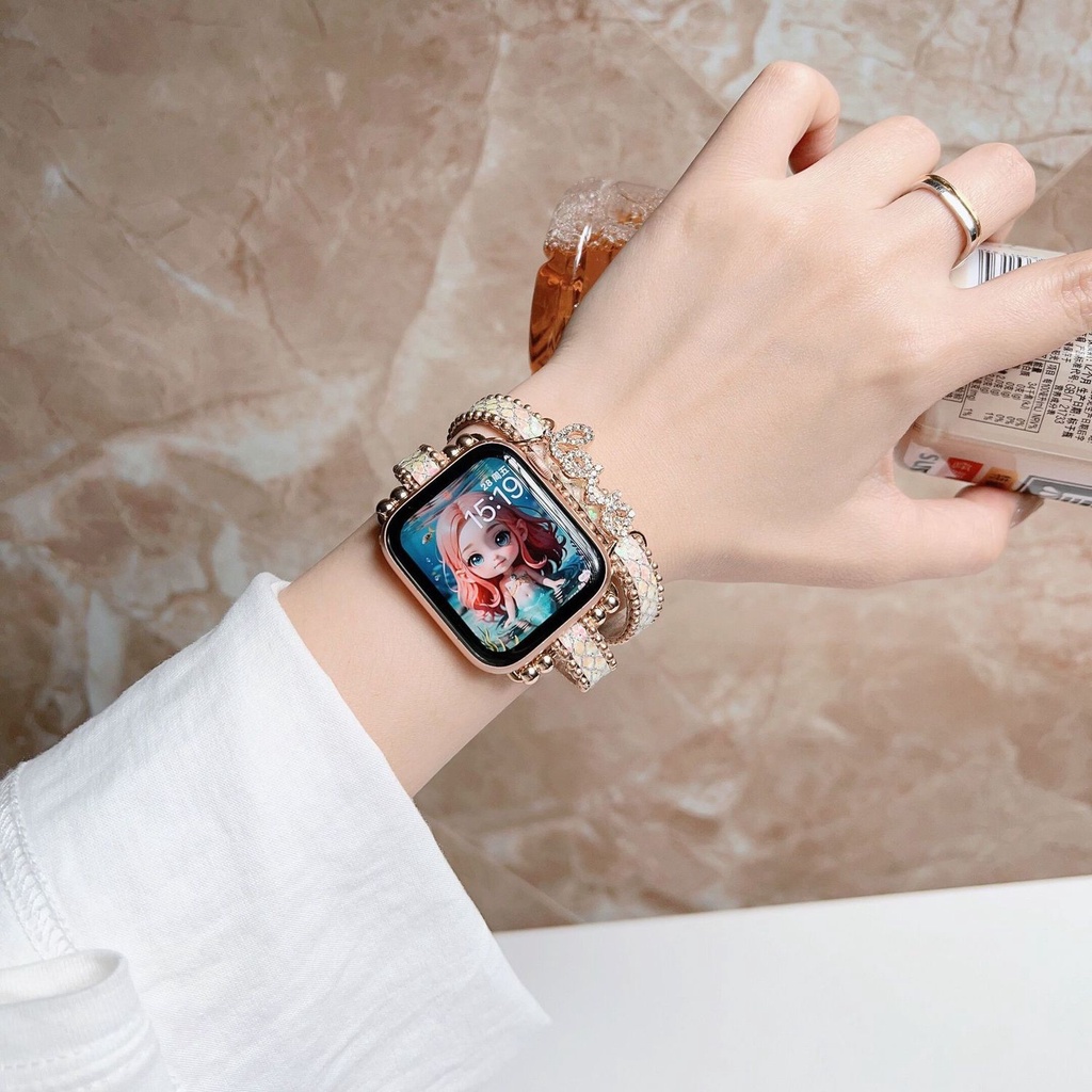 [พร้อมส่ง] สายนาฬิกาข้อมือคู่ ลายตัวอักษร LOVE สําหรับ AppleWatch 45 41 44 SE S6 S7 S8