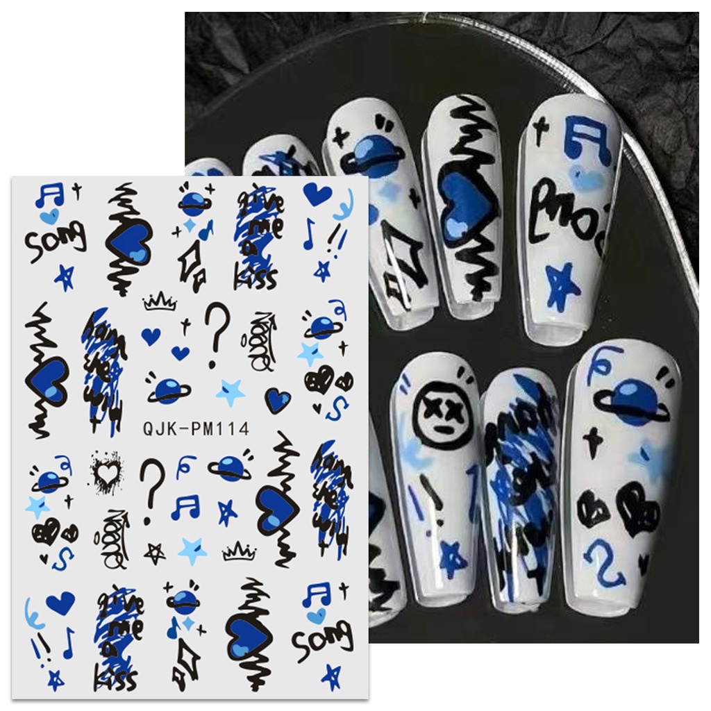 HAMA เล็บเล็บสติกเกอร์ขายส่ง Street Graffiti สไตล์เล็บสติกเกอร์ที่มีสีสัน Art Graffiti สีน้ําตกแต่งเล็บสติกเกอร์ Decals ราคา ถูกที่สุด ดีลบีเคเค แกลเลอรีภาพที่ 8