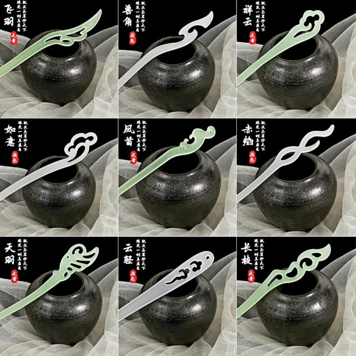 ปิ่นปักผมจีน Jade Hairpin เครื่องประดับผมคอสเพลย์ชุดกี่เพ้า thumbnail 3
