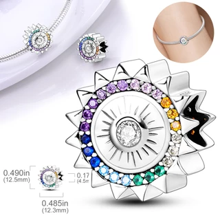 ใหม่ 925 เงินสเตอร์ลิงลูกปัดสีม่วงดอกไม้ Dangle Charm Fit ยี่ห้อสร้อยข้อมือและสร้อยคอเครื่องประดับของขวัญทํา