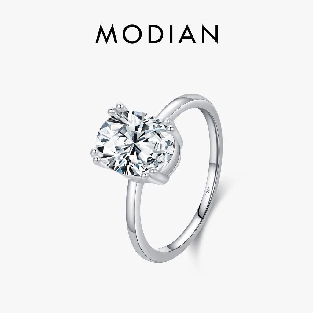 Modian แหวนเงินสเตอร์ลิง 925 ประดับเพทาย ทรงวงรี สไตล์มินิมอล ของขวัญวันครบรอบ สําหรับผู้หญิง