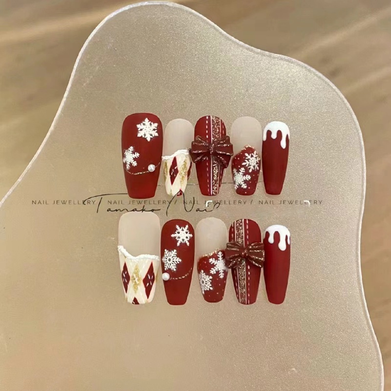 【HANDMADE】เล็บปลอม ลูกบอลคริสตัล สีแดง ใช้ซ้ําได้ และถอดออกได้ สําหรับตกแต่งเล็บ