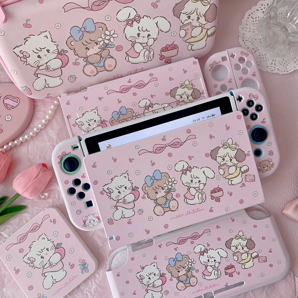 Snow Island Store mikko Co-Branded Original switch oled เคสแข็ง เคสป้องกัน NS กระเป๋าเก็บของ แบบมือถือ น่ารัก