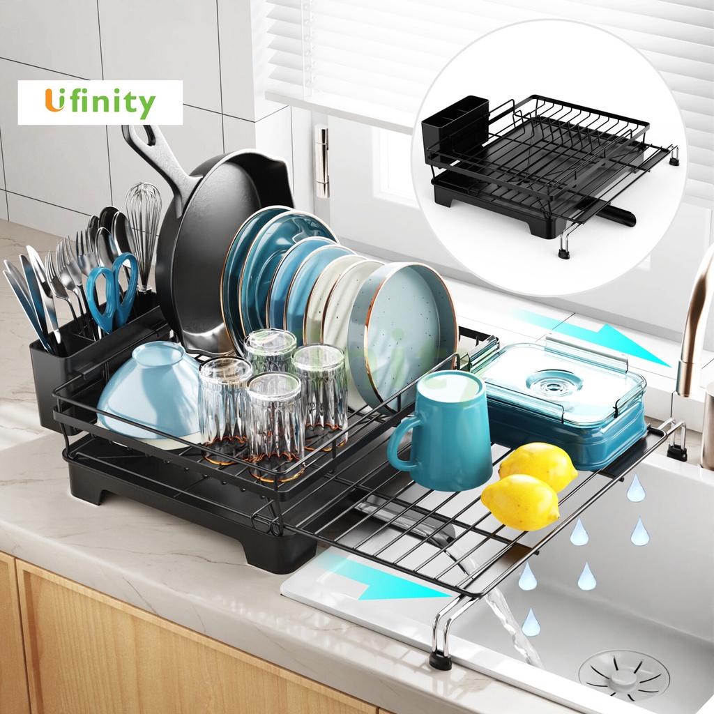 Lifinity ชั้นวางจาน 2layers ยืดหดได้ ที่วางแก้ว ที่วางช้อนส้อม ชั้นวางของในครัว