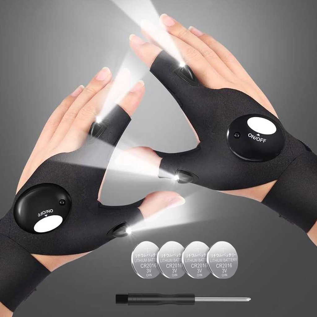 ถุงมือ LED สว่างมาก พร้อมไฟฉาย สําหรับตกปลากลางคืน กลางแจ้ง