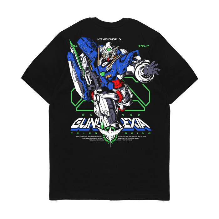 เสื้อยืดคอกลม KIZARU - Kaos Anime Mecha Series: GUNDAM EXIA เสื้อยืดคอตตอน S-5XL