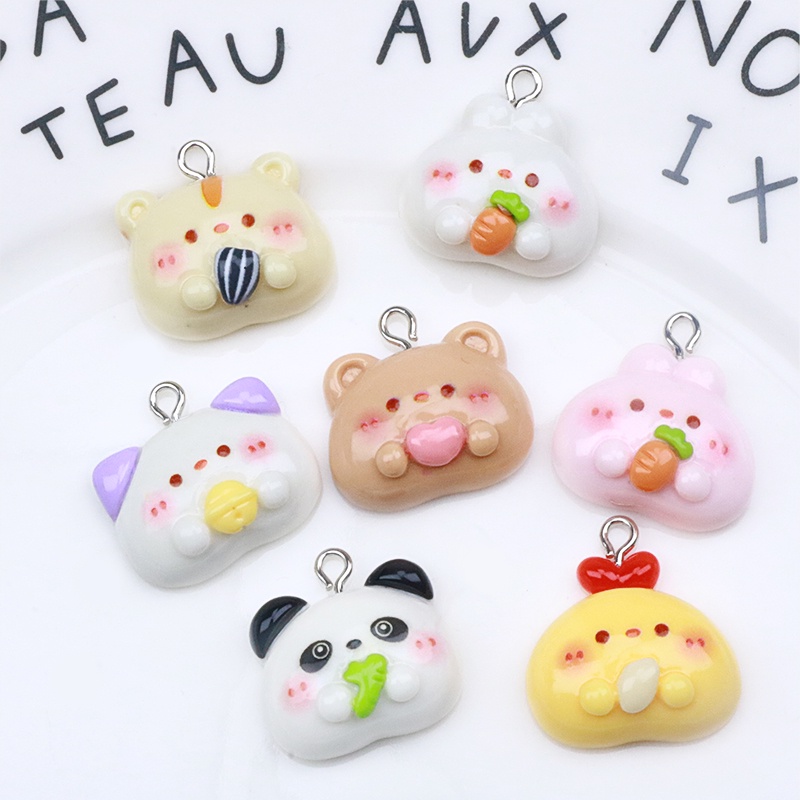 เครื่องประดับเรซิ่น รูปการ์ตูนไก่ แพนด้า กระต่ายน่ารัก แฮนด์เมด diy