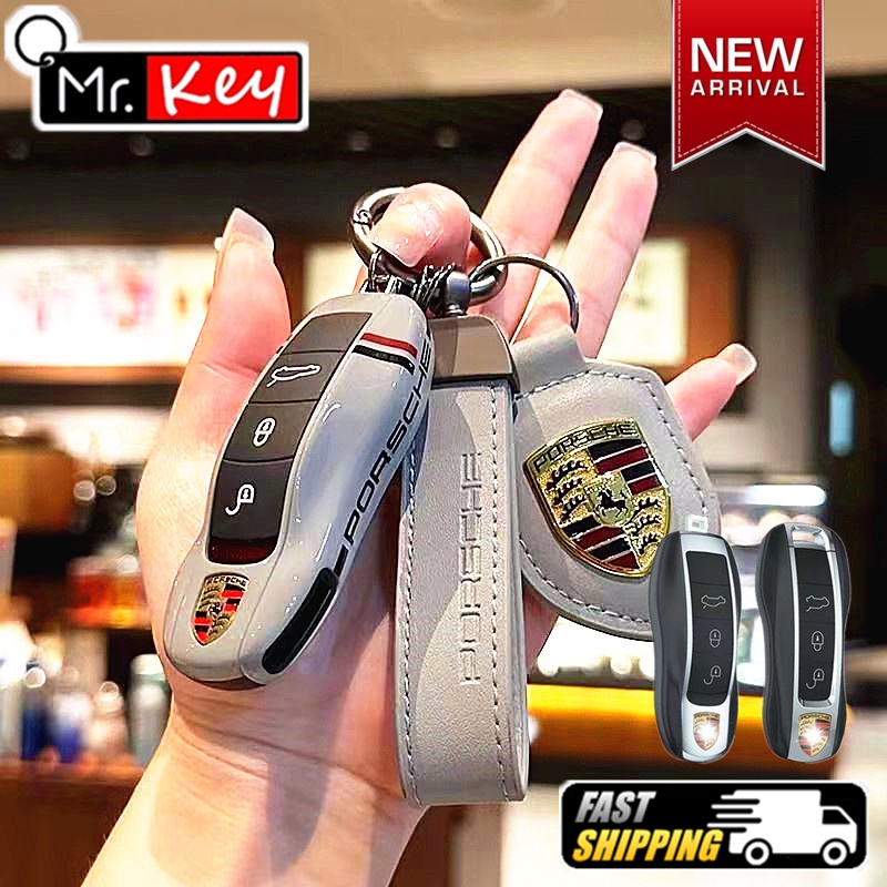 【Mr.Key】เคสกุญแจรถยนต์ สไตล์แข่งขัน สําหรับ Porsche 718 Cayenne Panamera 911 Macan Taycan Cayman Boxster