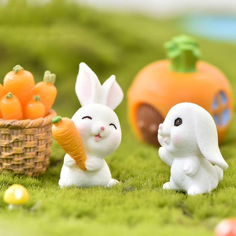 ตุ๊กตาจิ๋วแต่งสวน ตุ๊กตาจิ๋ว แต่งตู้หนังสือ แต่งกระถางต้นไม้ กระต่ายแครอท ในรถยนต์ ของตกแต่งสวนถาด แต่งเค้ก