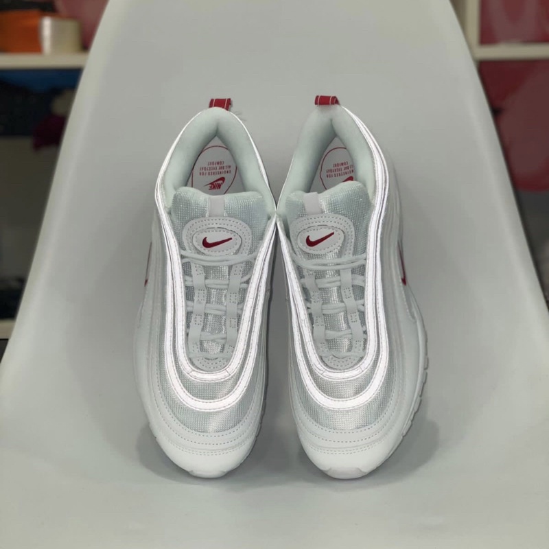 Nike Air Max 97 รองเท้าผ้าใบ สีขาว สีแดง แฟชั่น