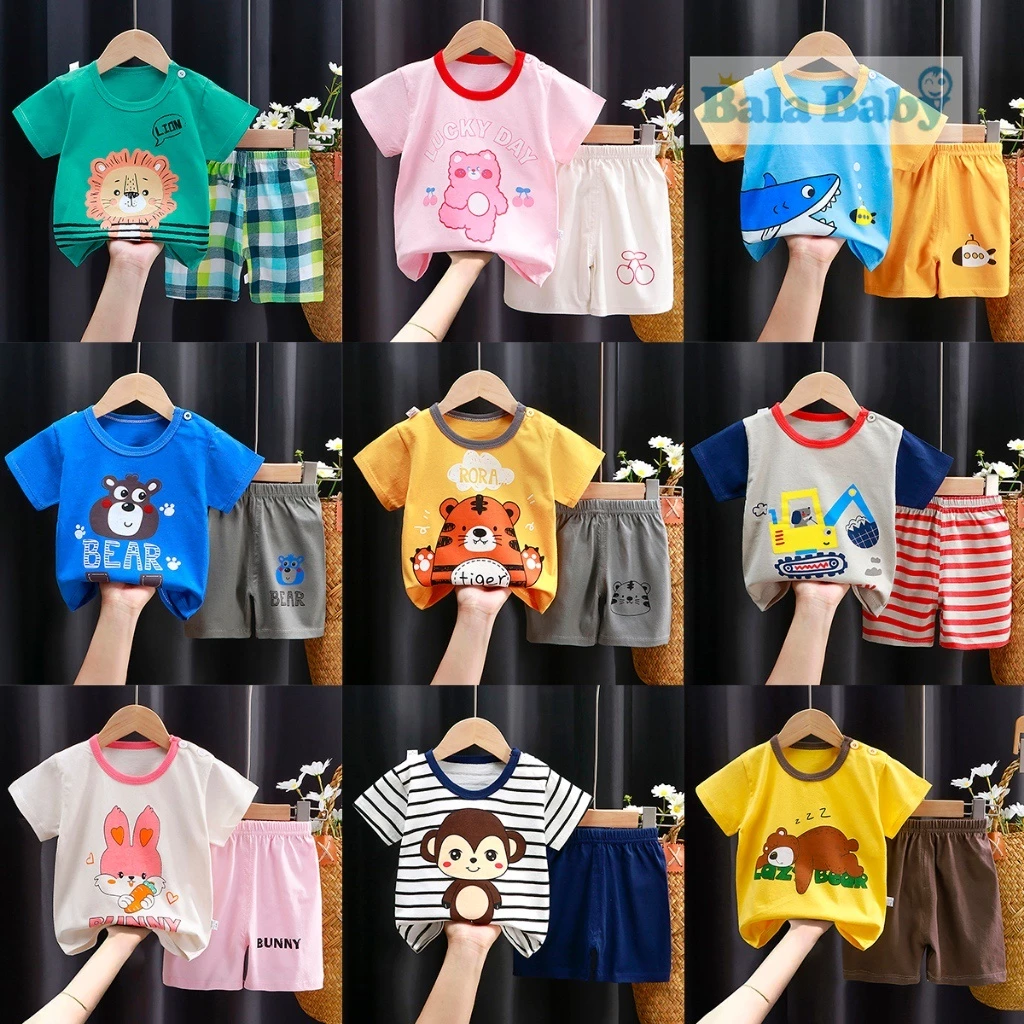 ชุดเด็ก เสื้อผ้าเด็ก เซทเสื้อ+กางเกงขาสั้น size 80-110 cm DXT37