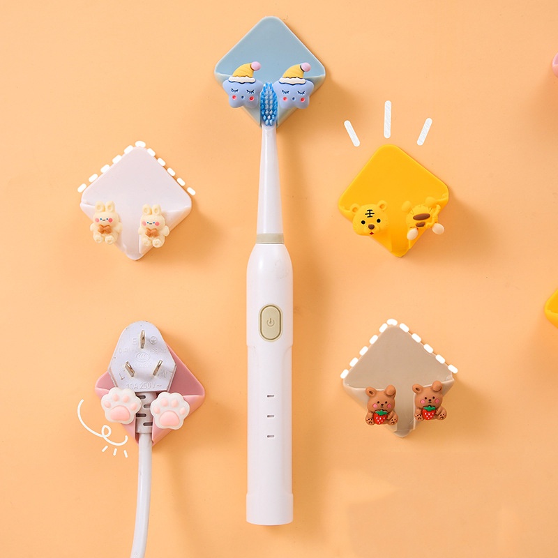 ตะขอที่แขวนแปรงสีฟัน/ปลั๊กไฟ ลายน่ารัก ติดผนังได้ง่าย พลาสติกหนา แข็งแรง ทนทาน ไม่ทำลายพื้นผิว - รูปที่ 7