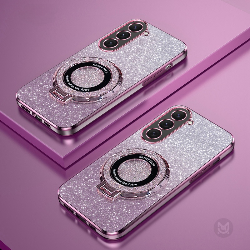 SAMSUNG สําหรับsamsung Galaxy A16 A06 A15 A25 A35 A55 A05 A05S A54 A34 A24 A14 Bling Glitterแหวนผู้ถือแม่เหล็กนุ่มป้องกันกรณีฝาครอบ