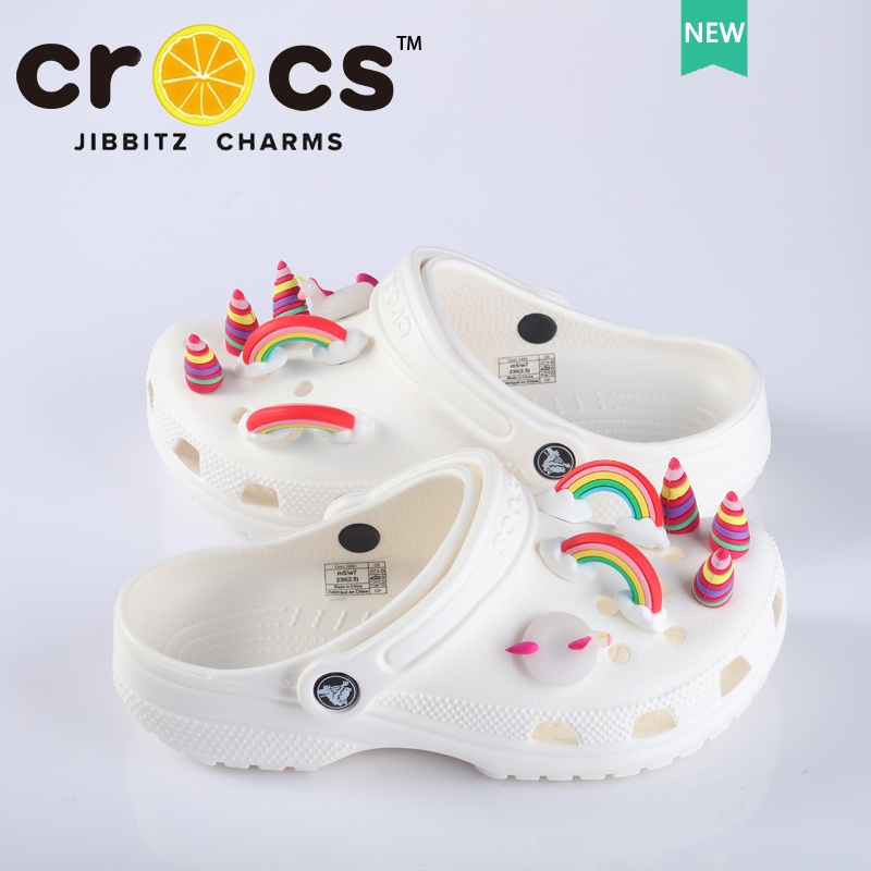 JIBBITZ cross charms ตัวติดรองเท้า ยูนิคอร์น3Dสีรุ้ง ตัวติดรองเท้า cross