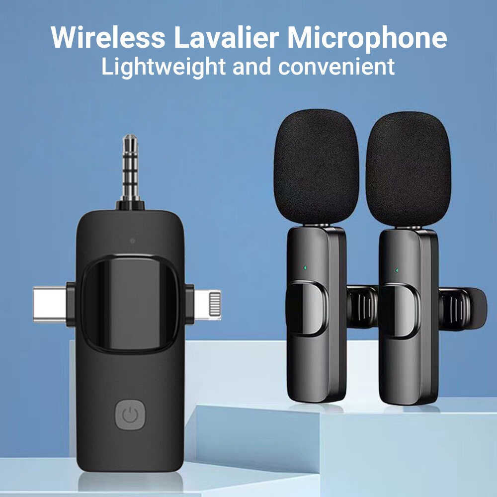ไมค์ไลฟ์สด 3 In 1 Wireless Microphone พกพาได้ ใช้กับสมาร์ทโฟน