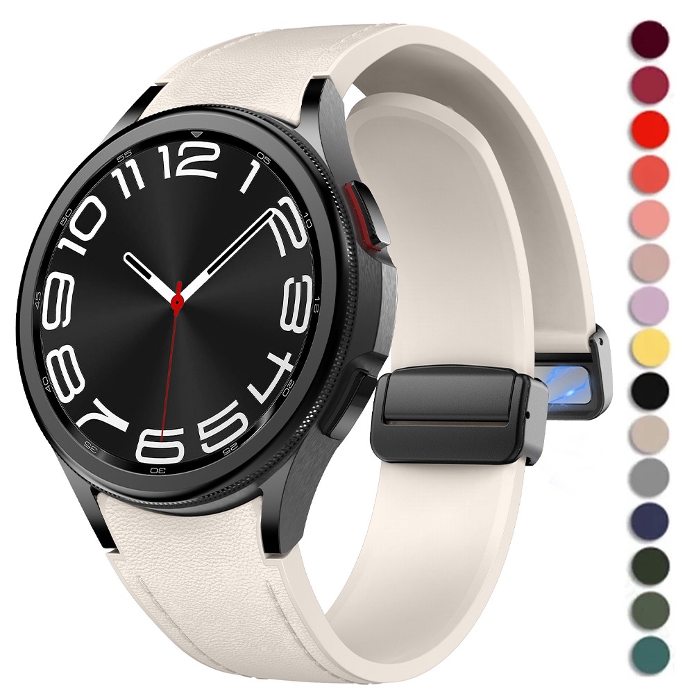 No สายนาฬิกาข้อมือซิลิโคน หนังวัวแท้ สําหรับ Samsung Galaxy Watch 6 5 4 40 มม. 44 มม. 5Pro 45 มม. Watch 6 Classic 43 มม. 47 มม.