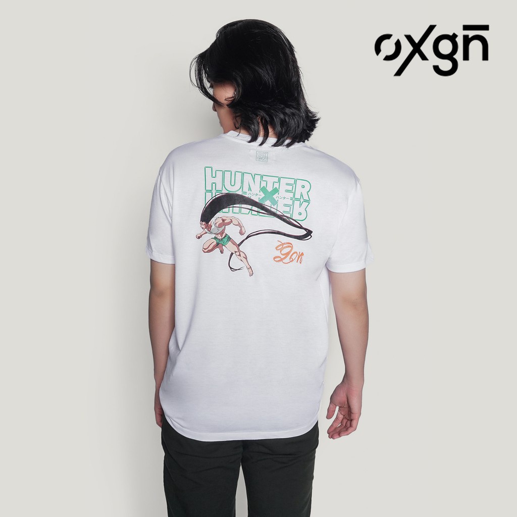 คลาสสิก เสื้อคู่ แฟชั่นยูนิเซ็กซ์❒OXGN HunterxHunter Gon Easy Fit เสื้อยืดพิมพ์ลายพิเศษสำหรับผู้ชาย (สีขาว)