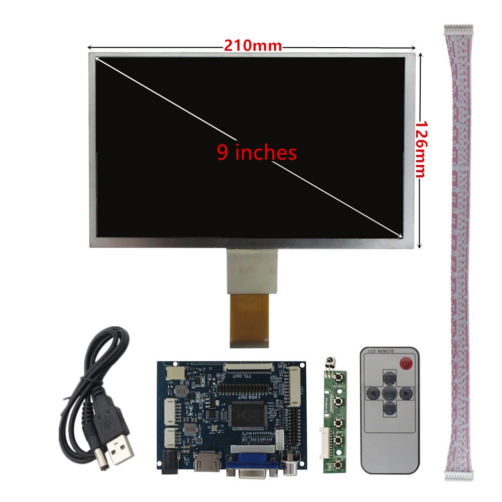 9 นิ้ว 1024*600 หน้าจอ LCD จอแสดงผล Driver คณะกรรมการควบคุม 2AV HDMI--ใช้งานร่วมกับ VGA สําหรับ Raspberry Pi กล้วย/สีส้ม Pi มินิคอมพิวเตอร์รถติดตั้ง Reverse Monitor
