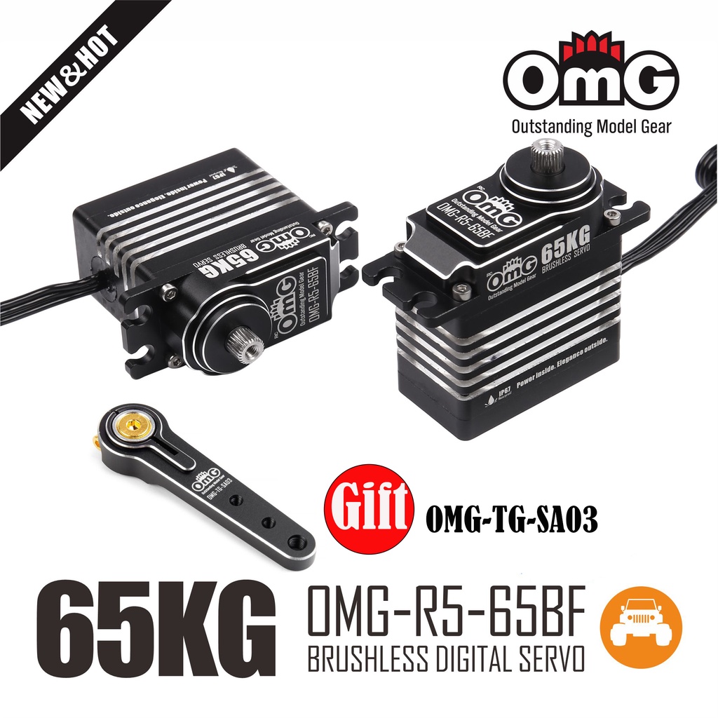 OMG-R5-65BF Brushless Digital Standard Servo Magnetic Encoding Sensor กันน้ํา 65 กก.สําหรับ RC รถ 1:8 1/10 เรือเครื่องบิน