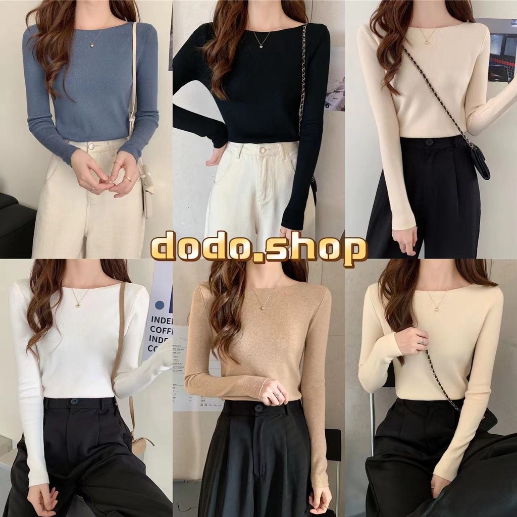 DODO*สินค้าพร้อมส่ง*เสื้อสเวตเตอร์แขนยาวไหมพรม ผ้าหนาดี สีพื้น ดูเรียบหรูใส่สบาย(52132)