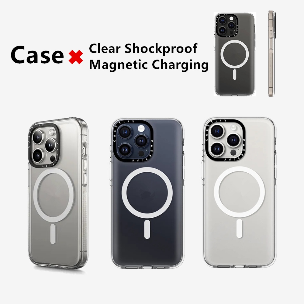 Casetifg ยี่ห้อคุณภาพสูงแม่เหล็กชาร์จกันกระแทกเคสโทรศัพท์พร้อมกล่องสําหรับ iPhone 16 13 14 15 Pro Max ด้านข้างคลุมทั้งหมดเลนส์ใสปกป้องปลอก