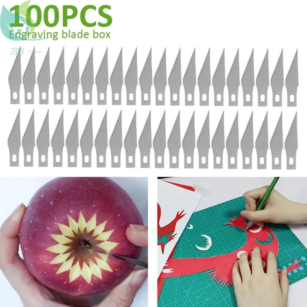 300/200/100ชิ้น ใบมีดตัดเหล็กคาร์บอน พร้อมกล่องเก็บ สําหรับสมุดภา