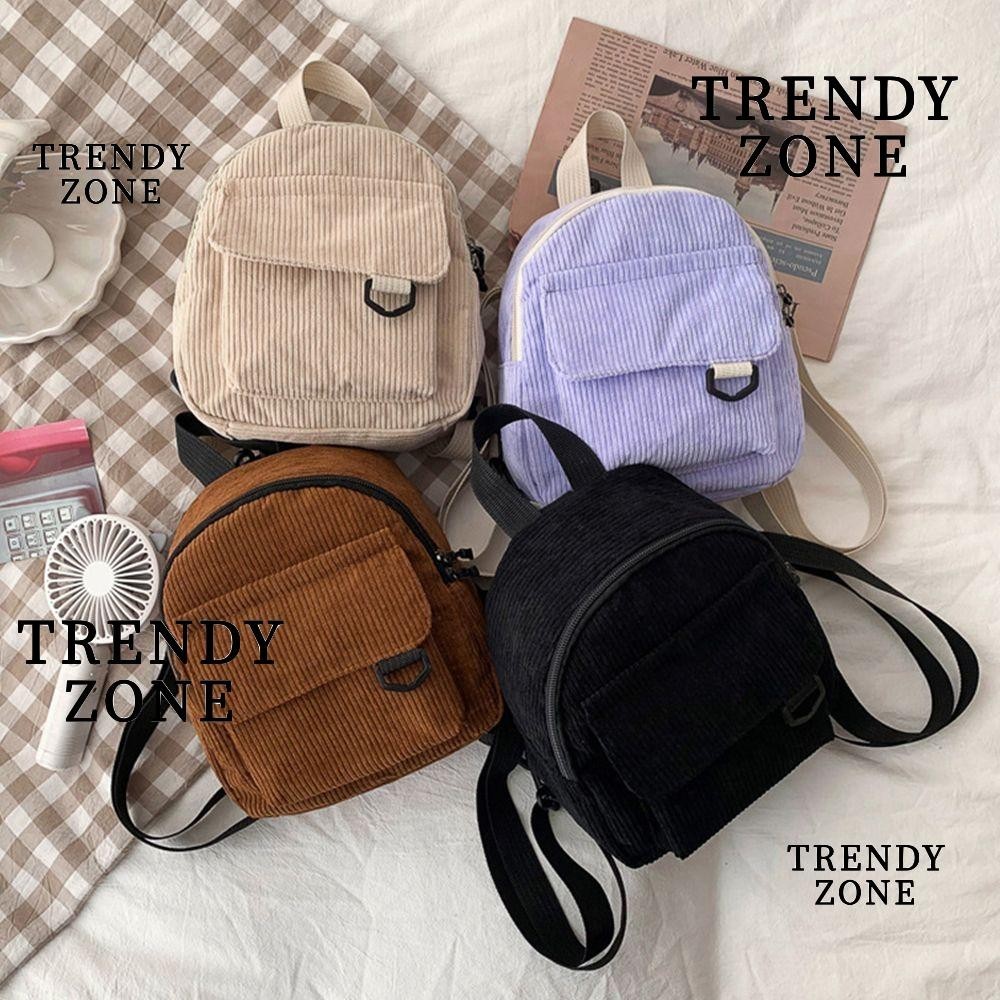 Trendyzone กระเป๋าเป้สะพายหลัง ผ้าลูกฟูก ขนาดเล็ก สําหรับผู้หญิง