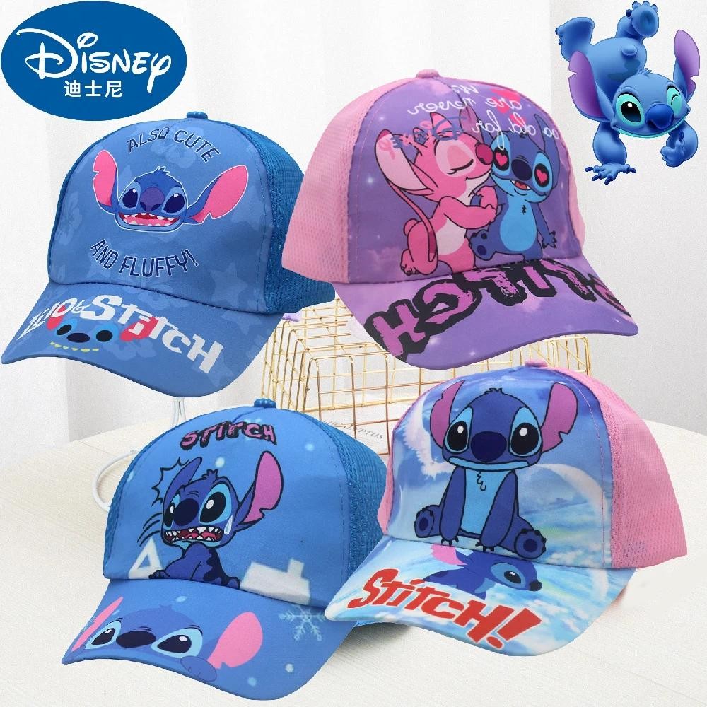 Disney Anime Stitch ตาข่ายเบสบอลหมวก Kawaii Lilo & Stitch Angel หมวกเด็กท่องเที่ยวกลางแจ้ง Sun หมวกเด็กของขวัญ