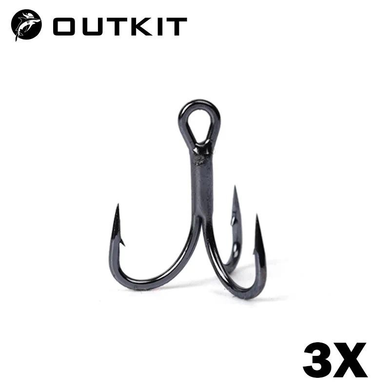 Outkit 10 ชิ้น 3x 6066 Strong Super Sharp รอบ Treble Hook Antirust เหล็กคาร์บอนสูง 10-18 # Sea Treble Hooks Fishing Tackle