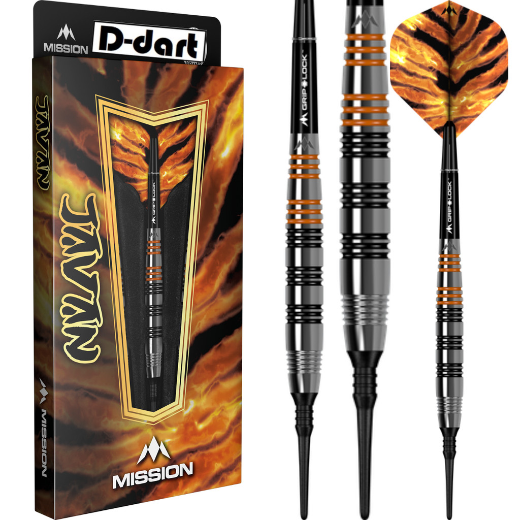 MISSION SOFT TIP DART - 18G JAVAN SILVER BRASS DART SET ELECTRONIC DART