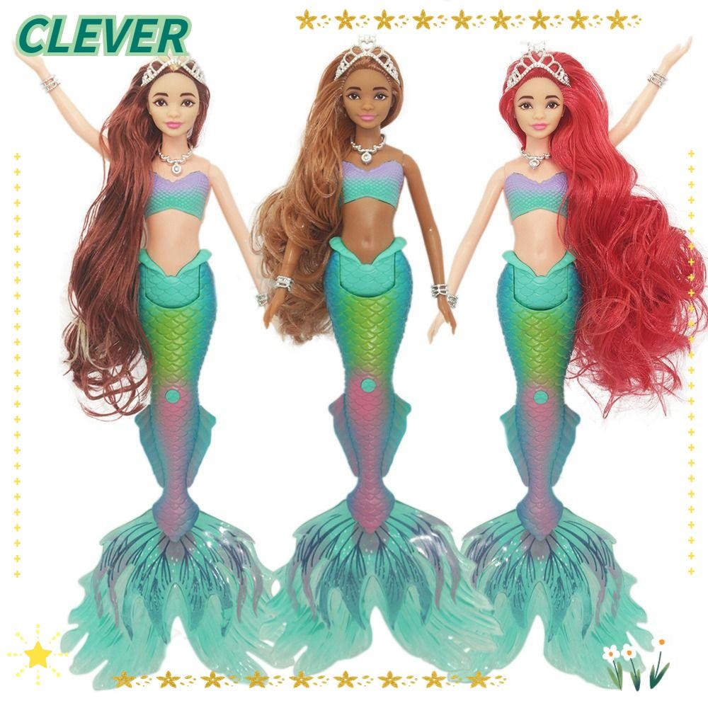 Clever ตุ๊กตาเจ้าหญิง 35 ซม., Kawaii พร้อมไฟและดนตรีตุ๊กตานางเงือก, เด็กนําเสนอปลาความงาม BJD