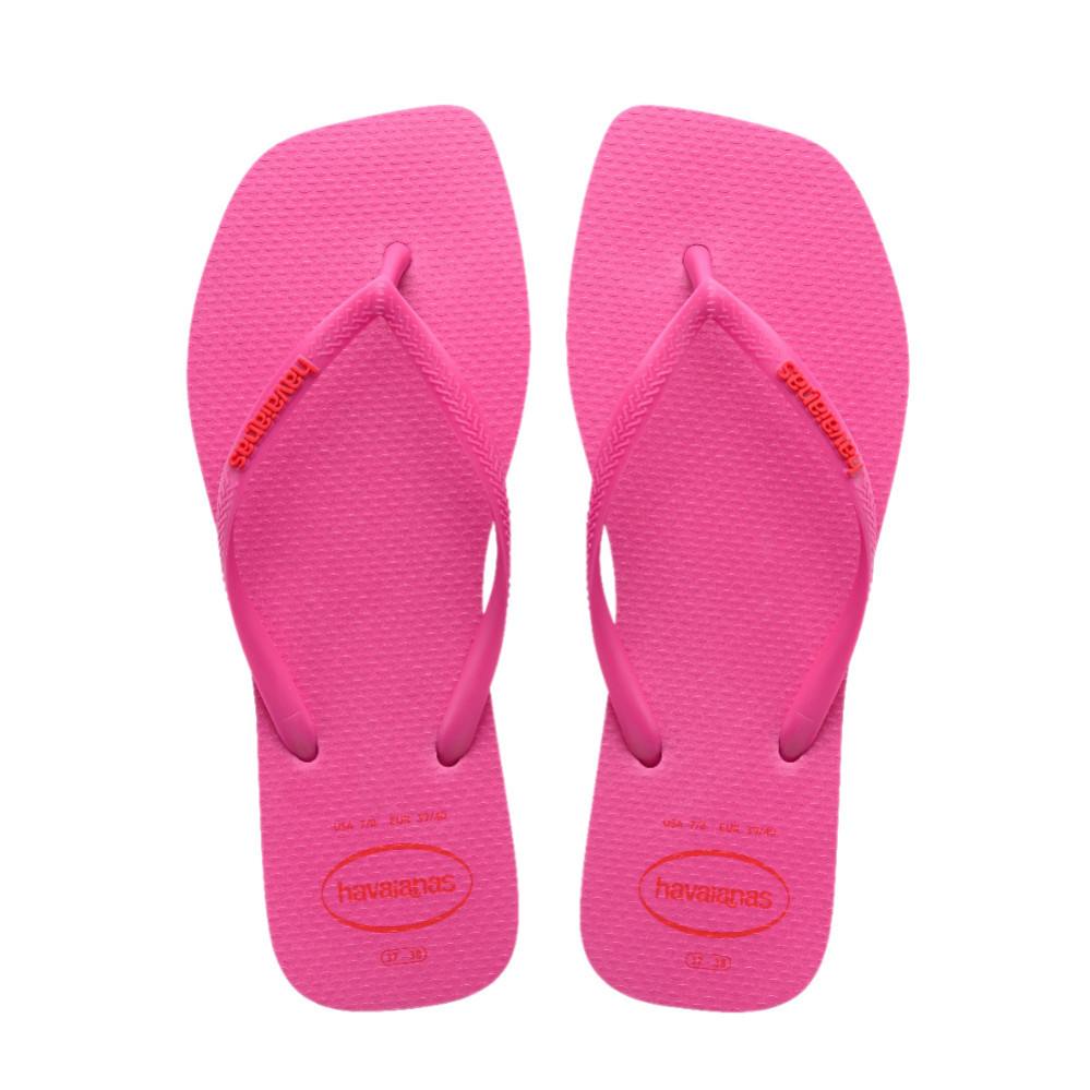 HAVAIANAS รองเท้าแตะผู้หญิง Slim Square Logo Pop Up PINK 41489595784F_H4PIXX