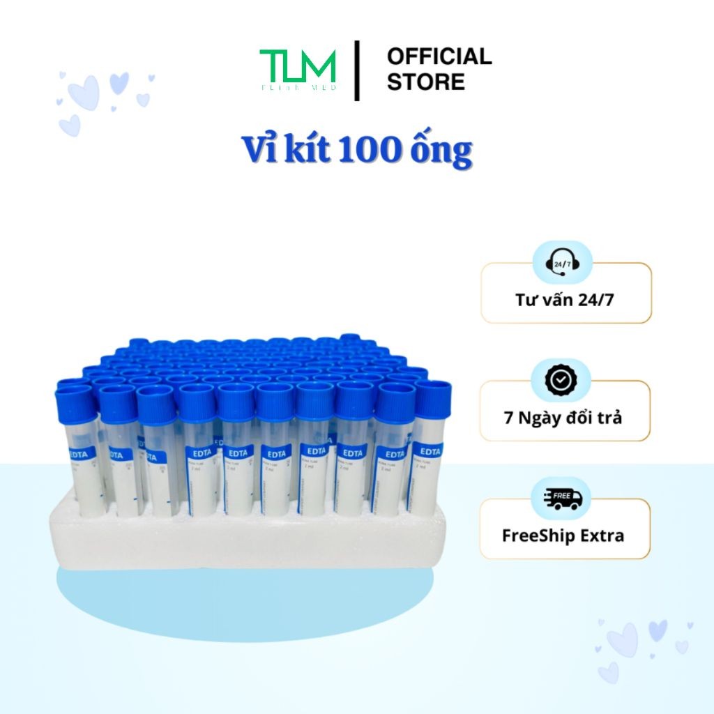 EDTA Anticoagulation หลอดทดสอบพลาสติกพร้อมฝาปิดสีเขียว [กล่อง 100 หลอด]