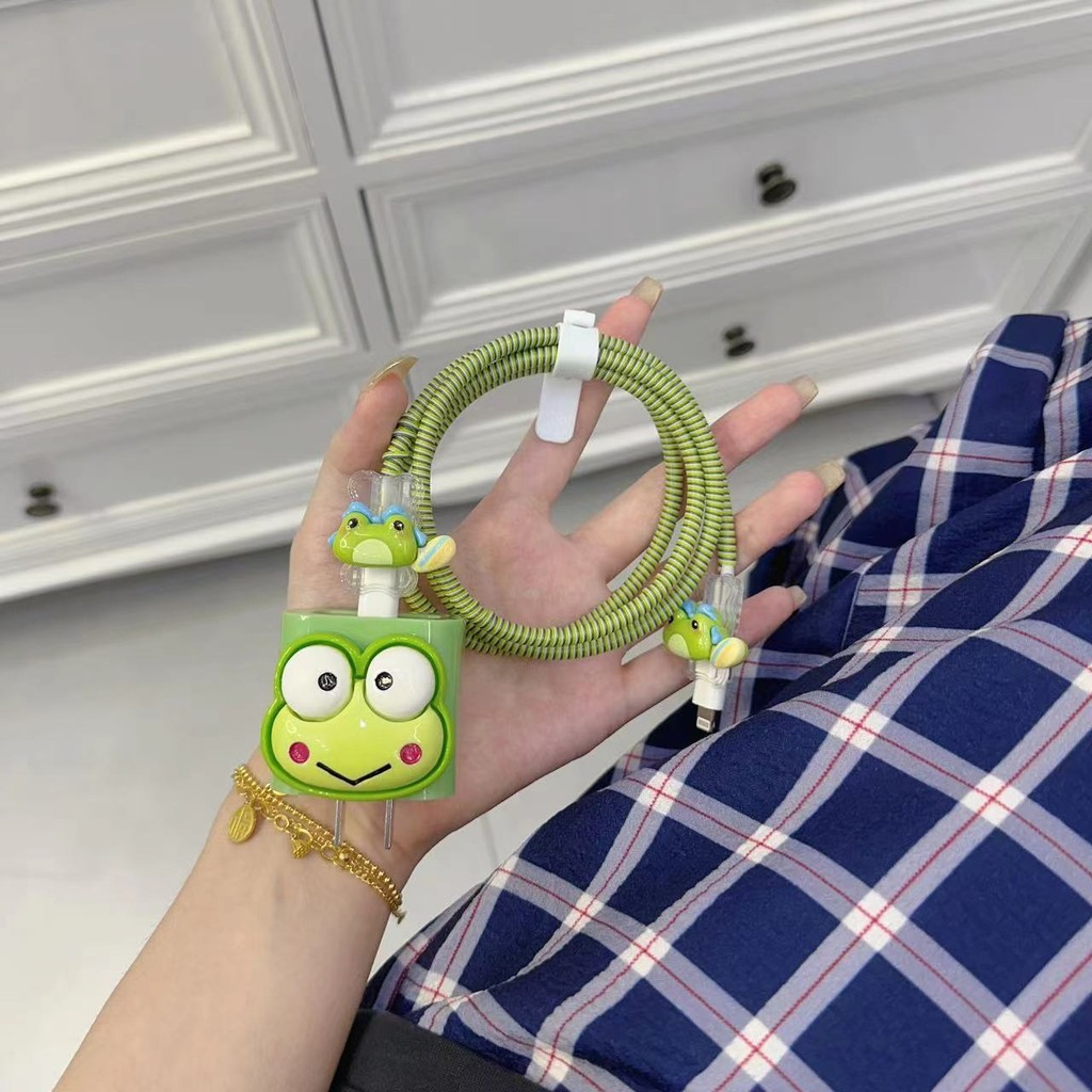 กบน่ารักเหมาะสําหรับ Xiaomi 33W 67w/90w/120w ที่ชาร์จโทรศัพท์มือถือเคสป้องกันสายเคเบิลข้อมูลเคสป้องกัน