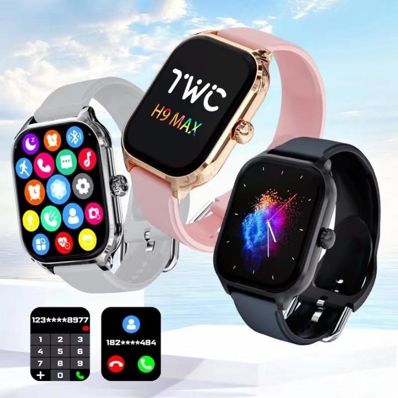 สมาร์ทวอทช์, H9 max, ใหม่ล่าสุด, สำหรับผู้ชายและผู้หญิง, นาฬิกาสปอร์ต, หน้าจอสัมผัส HD 2.01