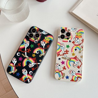 Toy STORY เคสโทรศัพท์มือถือ ซิลิโคนนิ่ม กันกระแทก ลายส้อมสายรุ้ง สําหรับ iPhone 11 14 Pro Max 12 13 Mini X XR XS Max SE 2020 6 7 8 Plus
