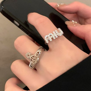 Small Design Flash Diamond Letter Ring for Girls New Light Luxury and Advanced Sense Index Finger Ring INS Personalized Fashion Couple Ring for Men