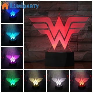 Lumiparty โคมไฟตั้งโต๊ะ รูป Wonder Woman 3D USB ของขวัญวันเกิด สําหรับเด็กผู้ชาย และเด็กผู้หญิง