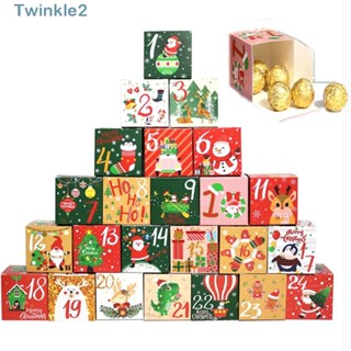 Twinkle กล่องของขวัญ ปฏิทินคริสต์มาส 1-24 24 วัน สําหรับตกแต่งบ้าน DIY 24 ชิ้น