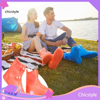 Chicstyle ปลอกหุ้มรองเท้าบูท ป้องกันน้ํา ยืดหยุ่น ใช้ซ้ําได้ กันการสึกหรอ ไม่มีกลิ่น อุปกรณ์เสริม สําหรับกลางแจ้ง 1 คู่