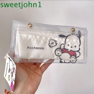 Sweetjohn กระเป๋าเครื่องเขียน กระเป๋าดินสอ ลายการ์ตูน Pochacco มีซิป กันน้ํา สีโปร่งใส สไตล์เกาหลี สําหรับใส่เครื่องเขียน สํานักงาน