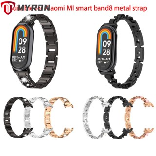 Myron สายนาฬิกาข้อมือสเตนเลส ประดับเพชร หรูหรา อุปกรณ์เสริม สําหรับ Smart Band 8