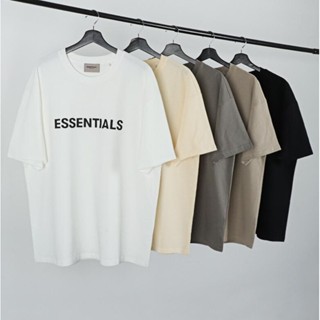 Essentials เสื้อยืดลําลอง ผ้าฝ้าย แขนสั้น พิมพ์ลาย ทรงหลวม สําหรับทุกเพศ