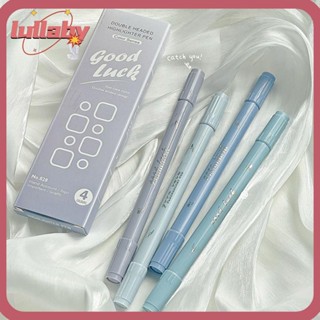 Lullaby ปากกามาร์กเกอร์ ไฮไลท์ แบบสองหัว ไล่โทนสี คุณภาพสูง สําหรับนักเรียน 4 สี ต่อชุด