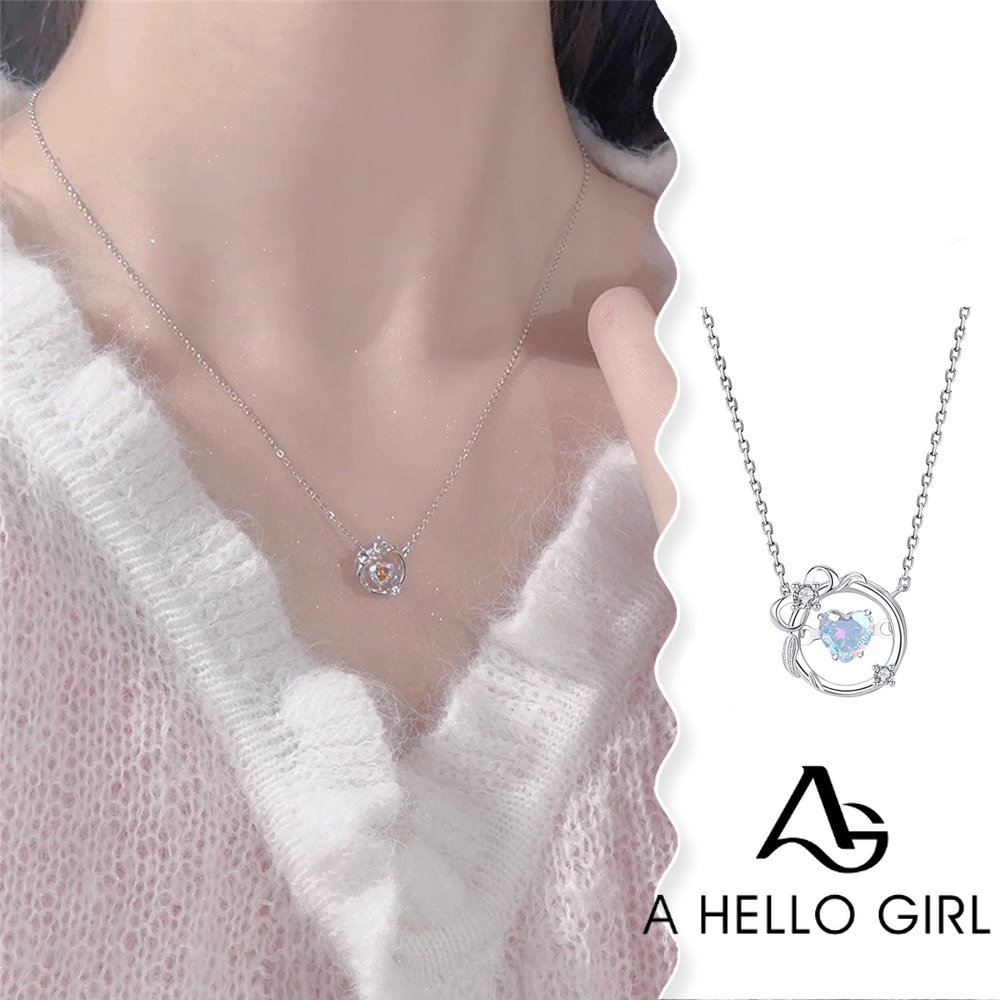 A HELLO GIRL สร้อยคอโซ่ จี้รูปแอปเปิ้ล หัวใจ เปลี่ยนสีได้ อเนกประสงค์ สไตล์เจ้าหญิง สําหรับผู้หญิง 2023